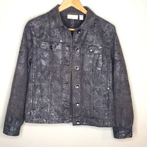 Chico’s Textured Snakeskin Jacket Button up